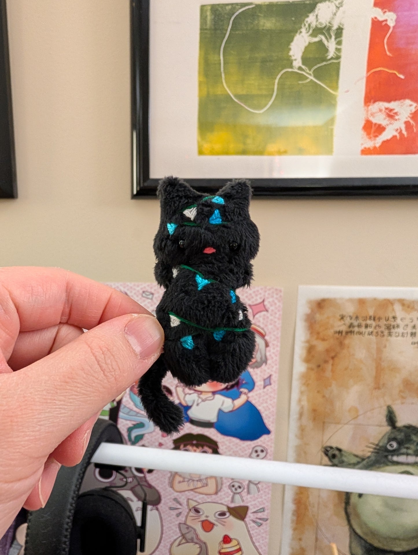 Black Kitty in Xmas Lights