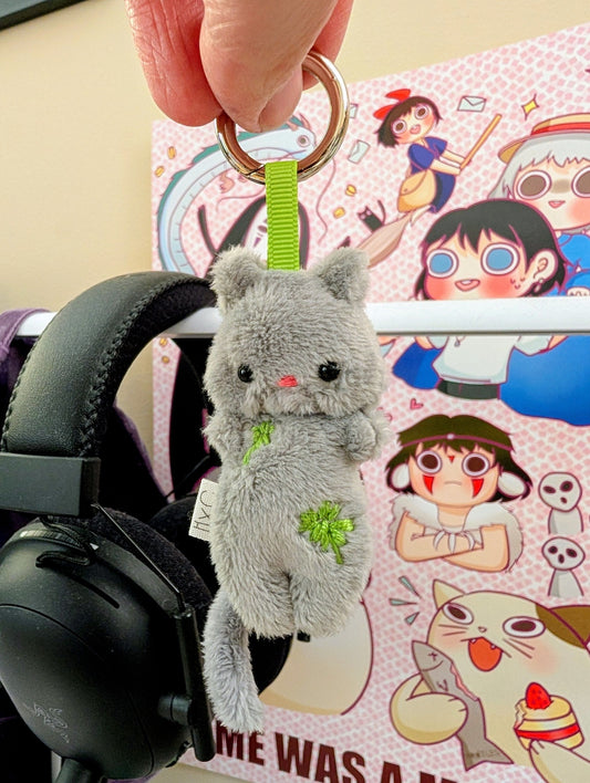Clover Grey Kitty Keychain