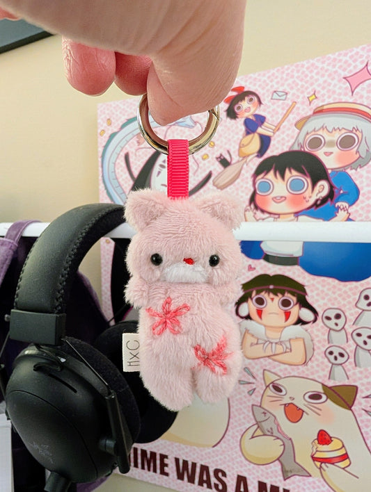 Baby Pink Flower Bear Keychain