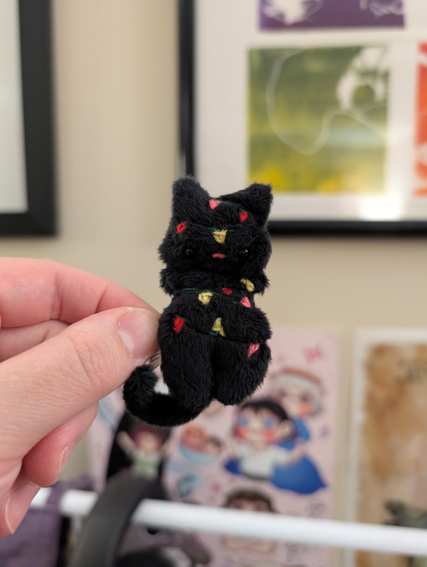 Black Kitty in Xmas Lights